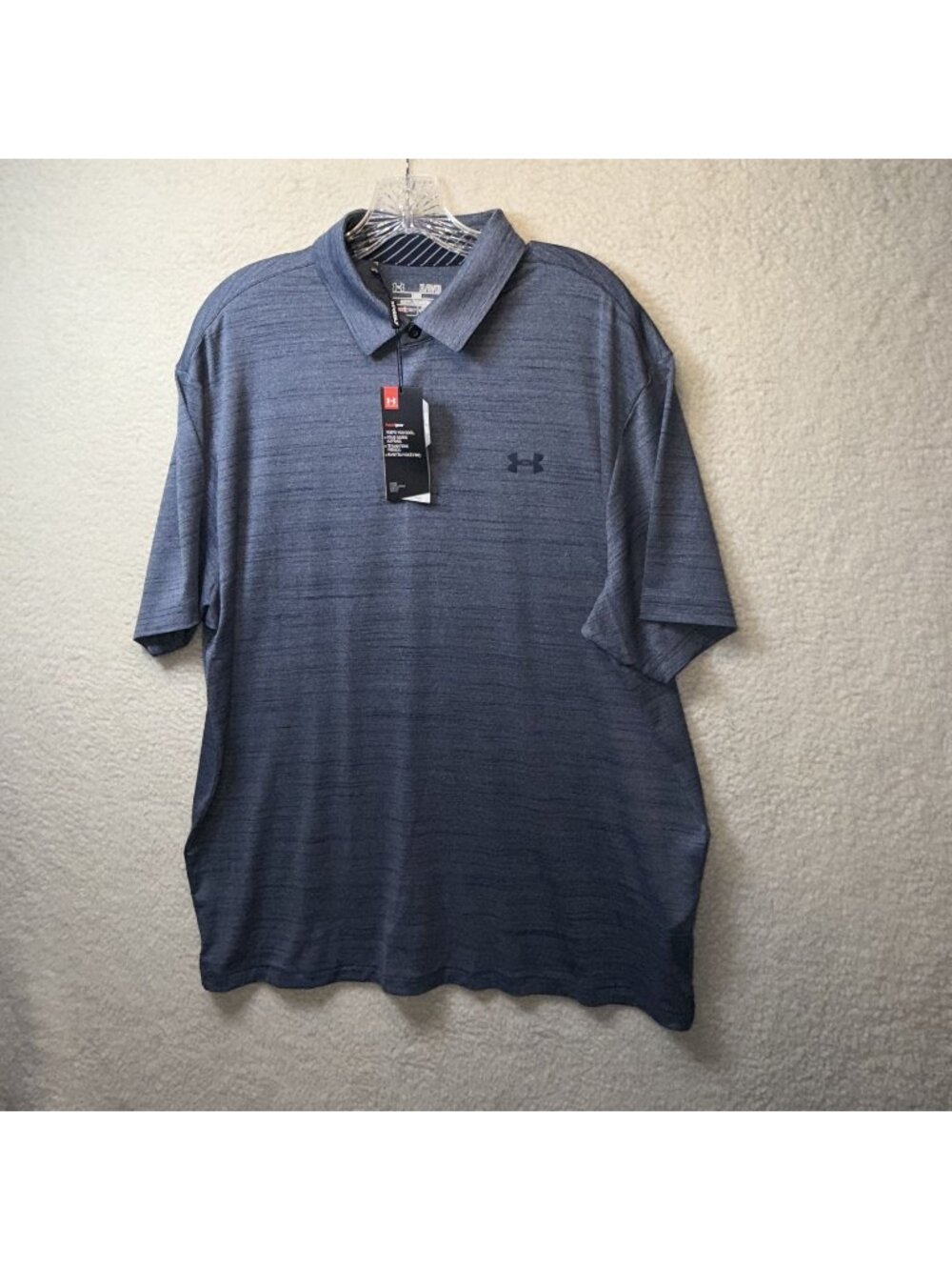 Under Armour Mens XL Blue Loose-Fit HeatGear Polo Shirt With UPF 30 NWT